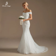 White Bridesmaid Dresses: Boat Neck flower pattern Wedding Dresses for Women