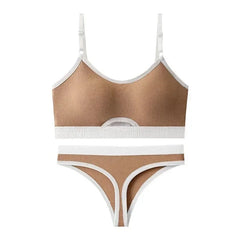 Seamless Bras Sports Bra And Panties Set Women Hollow Out Cotton Underwear