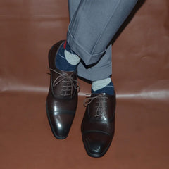 2024 Classic Genuine Leather Men's Dress Shoes Black Brown Cap Toe