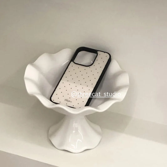 Korean Ins Sweet Girl Black Wave Dot Creative Cute Gentle Phone Case For iPhone 17 Air 16 15 14 13 12 11 Pro Max Plus Y2K Cover