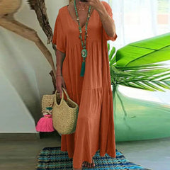 Soft Chic Big Hem Beach Maxi Dress Plus Size Lady Summer Dress Ankle Length