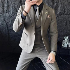 Tuxedo for Mens: Men Leisure Boutique Thickened Woolen Slim Suit Pants Vest 3 Pcs