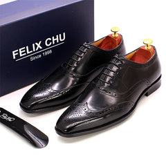 Size 7-12 Handmade Men's Wingtip Oxford Shoes Genuine Calfskin Leather Brogue