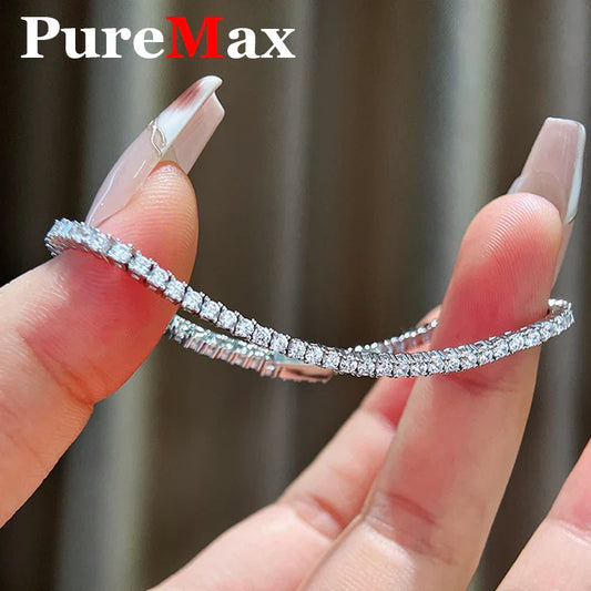 Luxury 2 2.5 3 4 5MM Full Moissanite Tennis Chain Couple Bracelets Plated Gold 925 Sterling Silver Jewelry Gift GRA Certified