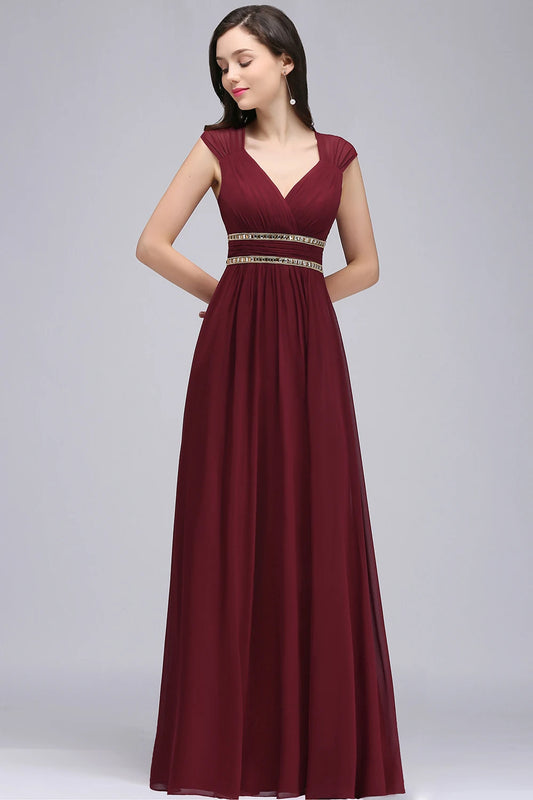 Evening wear Dresses: Evening Dresses A-line V-Neck Sleeveless Crystal