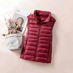 Down Jacket Women Sleeveless Ultra Light Down Vests Slim Jacket Girl Gilet Lightweight