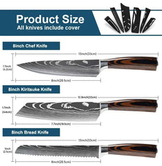 Professional Damascus Kitchen Knives Japanese Santoku Cleaver Slicing Knife Stainless