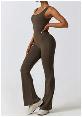 Women Jumpsuits One-Piece Yoga Suit Dance Belly Tightening Fitness Workout Set