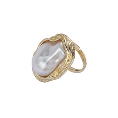 Design Starfish Pearl Ring Shape Gold Color Adjustable Rings For Women