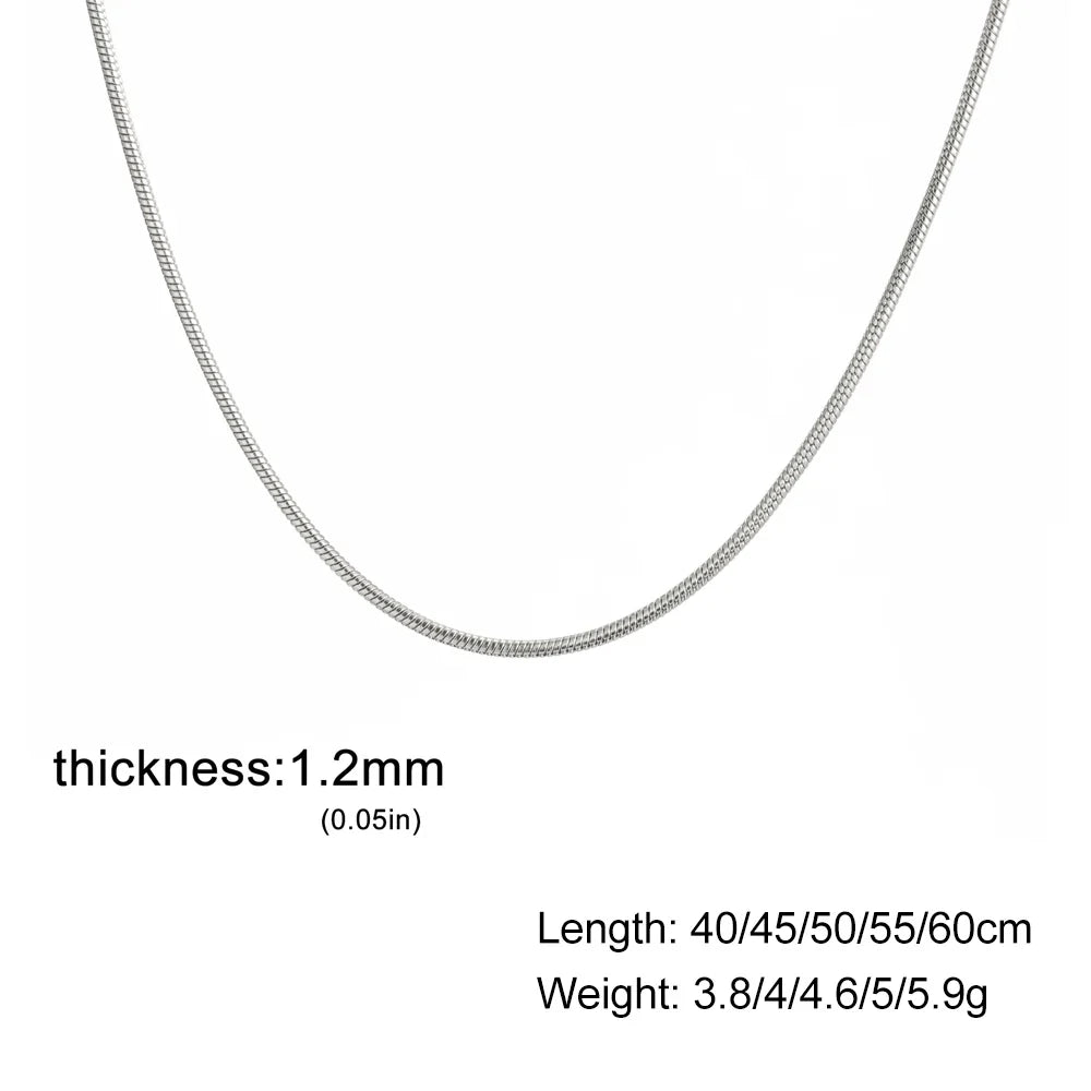 Skyrim Stainless Steel Gold Color Round Snake Chain Necklace Women Men Long Neck Chains Trendy Punk Jewelry Gift Wholesale