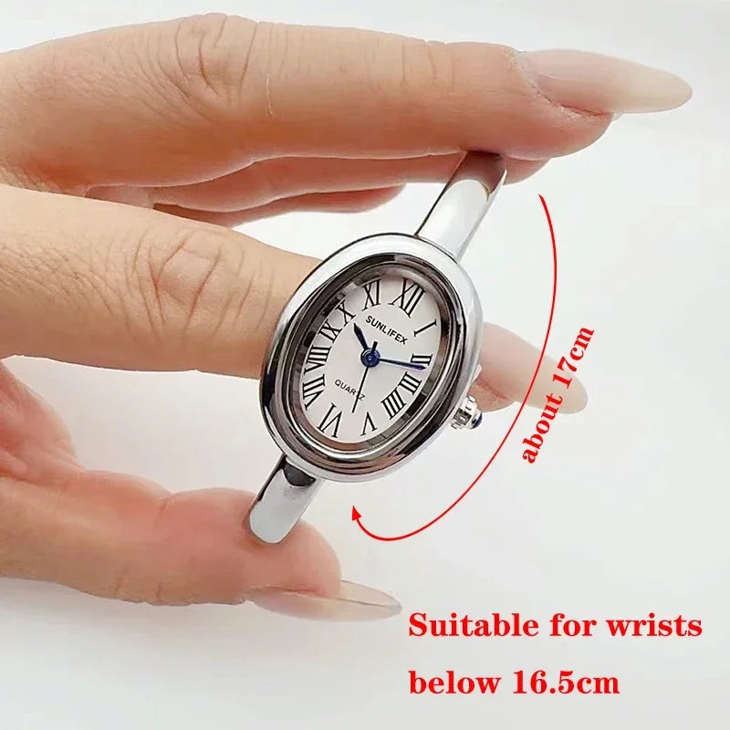 Dropshipping Famous Brand Watches Women Diamond Encrusted Oval Dial Quartz Watch Luxury Gifts Bracelet Wristwatch Reloj Mujer