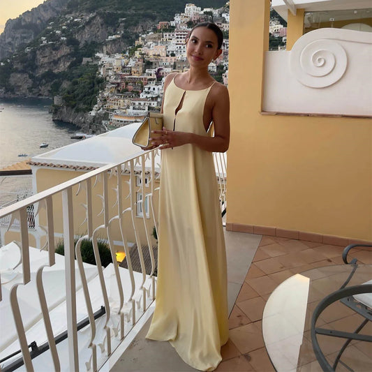 Open Back Sleeveless Slip Maxi Dress Cut Out Club Party Dresses