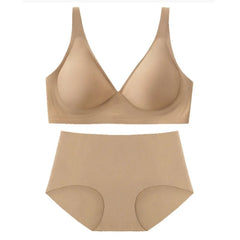 Bra and Panties No Wires Jelly Muscle Bra Comfortable Underwear Set for Women