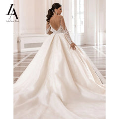 White Bridesmaid Dresses: Wedding Dress Beaded Backless A-Line Princess Bride Gown