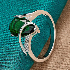 925 Sterling Silver Water Drop Turquoise 7-10# Ring For Women Wedding