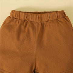 0-3 Years Infant Baby Boy 2PCS Set Cartoon Dinosaur White Short Sleeve Top+Brown Shorts Cute Sport Style Handsome Fashion Outfit