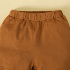 0-3 Years Infant Baby Boy 2PCS Set Cartoon Dinosaur White Short Sleeve Top+Brown Shorts Cute Sport Style Handsome Fashion Outfit