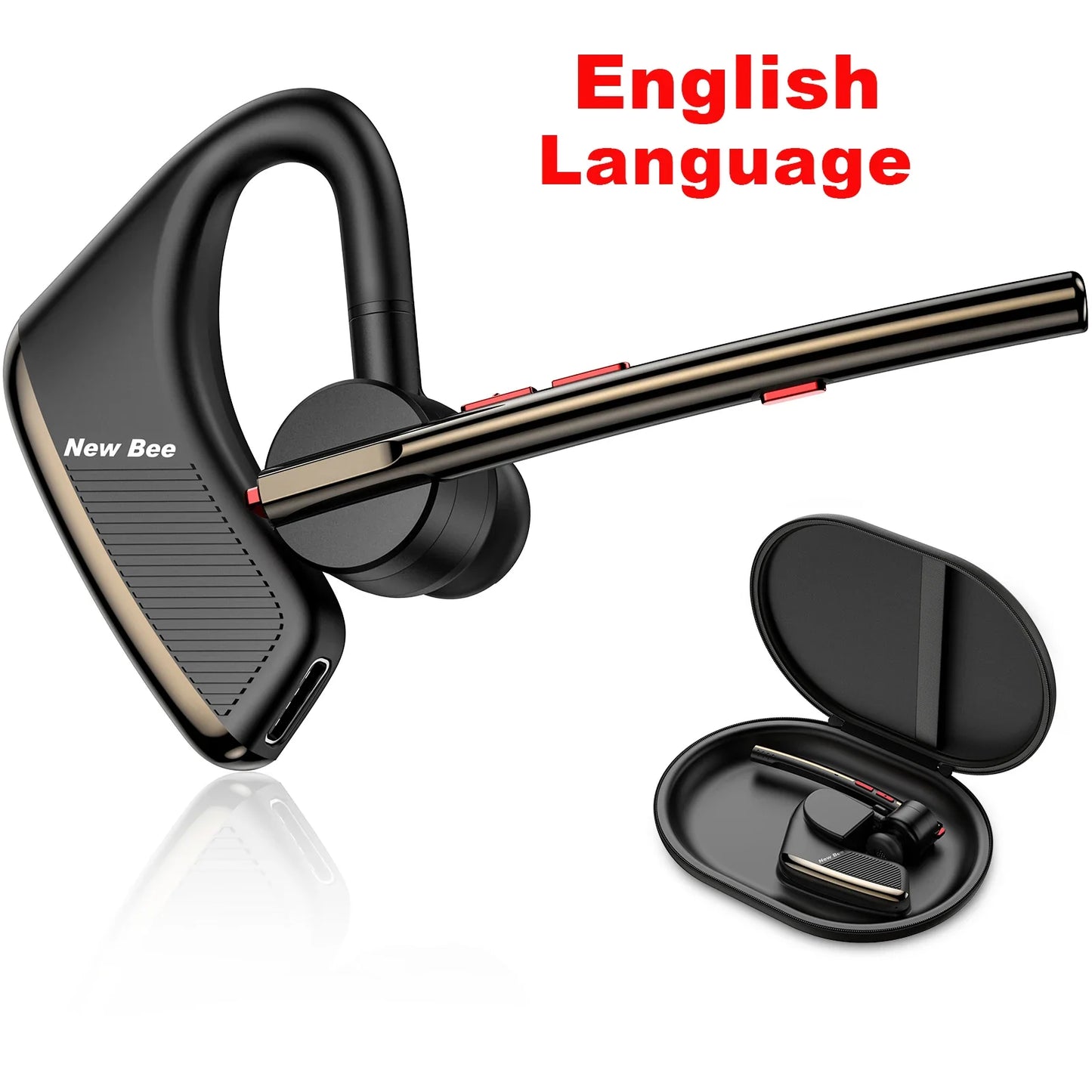 New Bee M50 Bluetooth Headset Wireless Earpiece Earphones 24 Hrs Talk Time V5.2 Headphones with Dual Mic CVC8.0 Handsfree