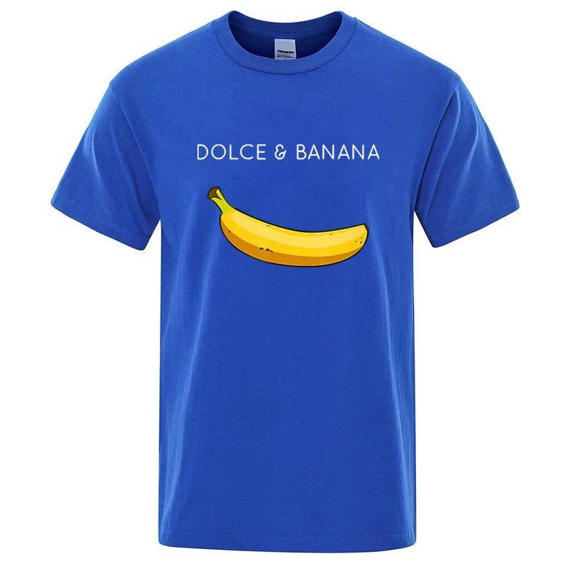 Summer Men's T-shirt High Quality 100%Cotton Funny Banana Printing Loose O-neck Men Short Sleeve Casual For Male T-shirt Top Tee
