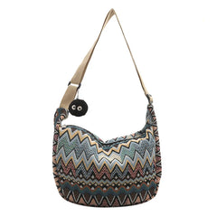 Wave Pattern Design Crossbody Bag for Women Large Capacity Canvas