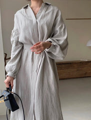 Evening Dresses: Women Dress Shirt Dress Long Evening Female Vintage Maxi