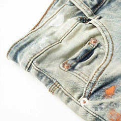 Purples jeans Men personalized cat whisker trousers American straight leg