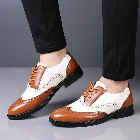 Classic Men Dress Shoes Lace Up Shoes for Men Plus Size Point Toe Business Casual