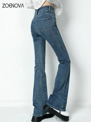 Flared Jeans Women Hip Lift High Waist Stretch Denim