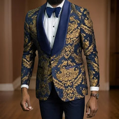 Floral Men Suit Jacket Slim Fit Wedding Tuxedo Blazer 1 Pc Shawl