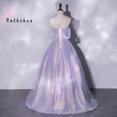 Homecoming Dresses: Prom Dresses Off The Shoulder Light Purple Sequin Ball Gown
