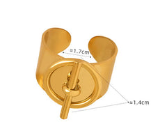 Stainless Steel Ring for Women Opening Adjustable Hip Hop Geometric Chain