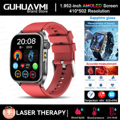 2025 Laser Treatment Three High SmartWatch 1.95" Sapphire Curved Screen ECG+PPG Blood fat Uric Acid Health Diagnosis Smartwatch