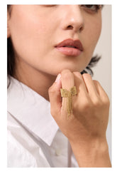 Statement Stainless Steel Chain Tassel Finger Ring Adjustable 18K PVD Plated