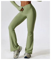 Women Wide-leg Pants Yoga Leggings Tights High Waist Leisure Flared Pants Dance