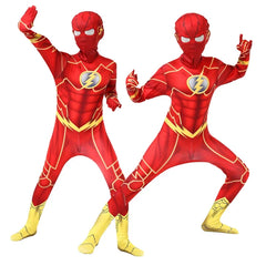 Kids Flash Man Costume Boys Cosplay Headgear Mask Set New Year Carnival Party Superhero Fancy Dress