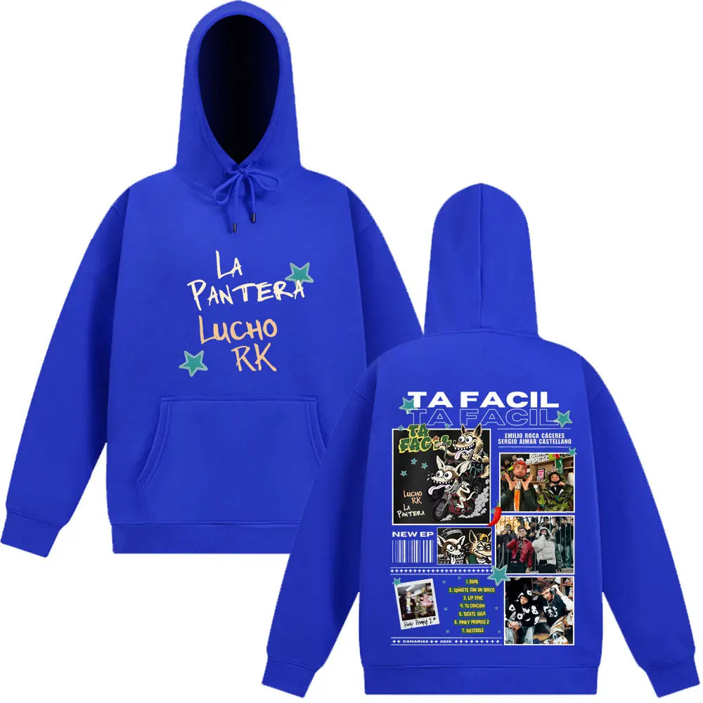 Rapper La Panter Lucho Rk Ta Facil Album 2025 Tour Fashion Print Hoodie Men Women Harajuku Hip-hop Oversized Tracksuit Fan Gifts