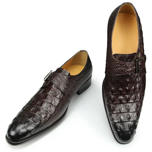Men‘s Formal Leather Shoes Genuine Leather Crocodile Pattern Classic Style