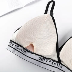 Women Cotton Bra Low Waist Panties Lingerie Set Letter Print Push Up Bras