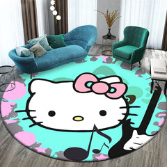 Sanrio Hello Kitty Cute Cartoon HD Printed Round Carpet,Balcony Bedroom Living Entrance