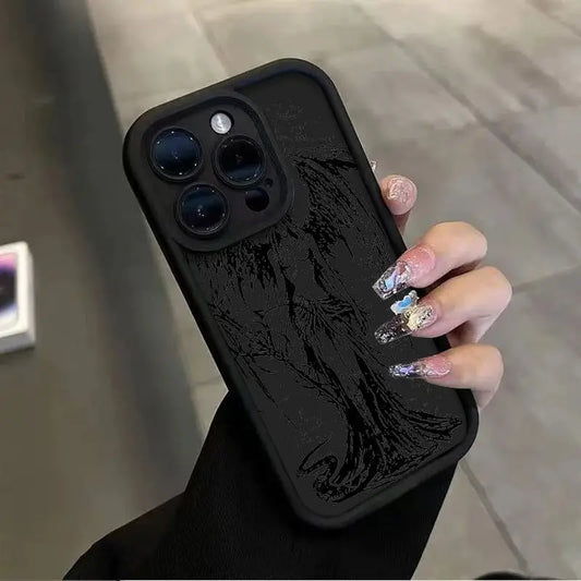 INS Luxury Dark Angel Phone Case For iPhone 11 12 13 14 15 16 Pro Max X XR XS Max 7 8 Plus SE Shockproof Soft TPU Back Cover Y2k