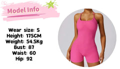 Women Fitness Jumpsuit Running Workout One Piece Yoga Suit Scrunch Butt Shorts