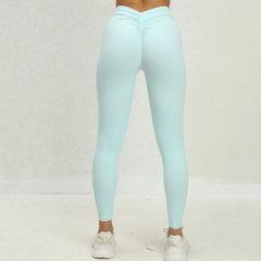 Seamless Yoga Sets Sports Fitness High V Waist Peach Hip-lifting Skinny Running