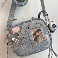 Y2K Vintage Denim Handbag Cute Casual Fashion Chase Star Pain Bag
