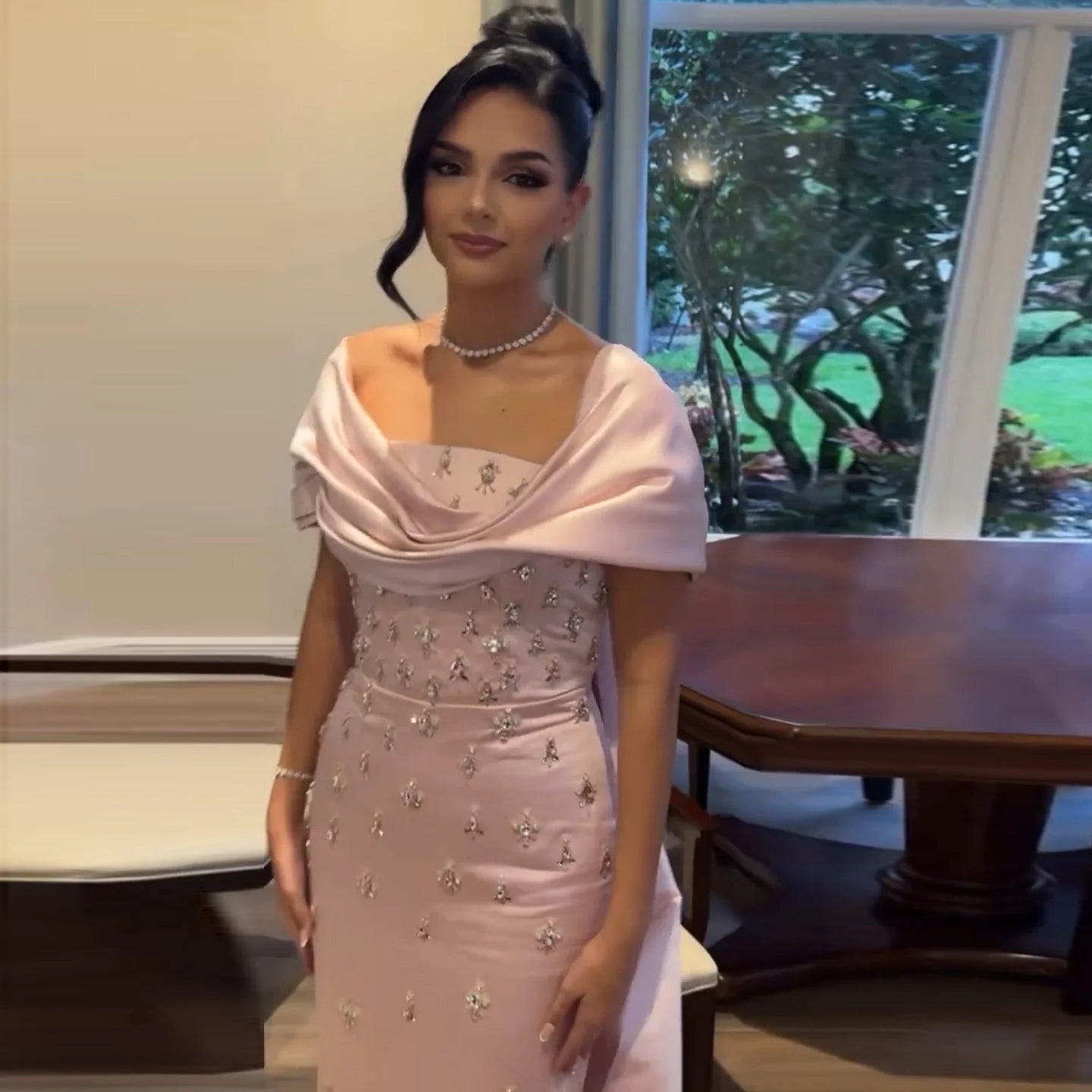 Homecoming Dresses: Baby Pink Off Shoulder Evening Dress for Women Party Gowns