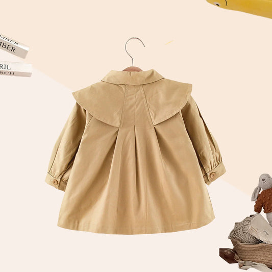 Baby Spring Clothing Autumn Girl Cotton Coat Children's Solid Korean Single breasted Windproof Loose and Simple Coat