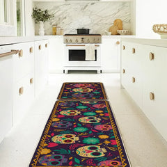 Mexico Day of The Dead Kitchen Mat Home Entrance Doormat Decor Dia De Los Muertos