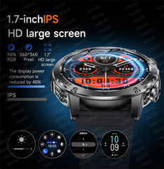 New Men Military Outdoor 1000mAh Battery Smart Watch GPS NFC Watches 3ATM Waterproof Swim 1.7-inch HD Bluetooth Call Smartwatch