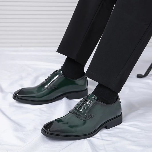 Luxury Polish Patent Leather Men Shoes Oxfords Dress Shoes Office Formal
