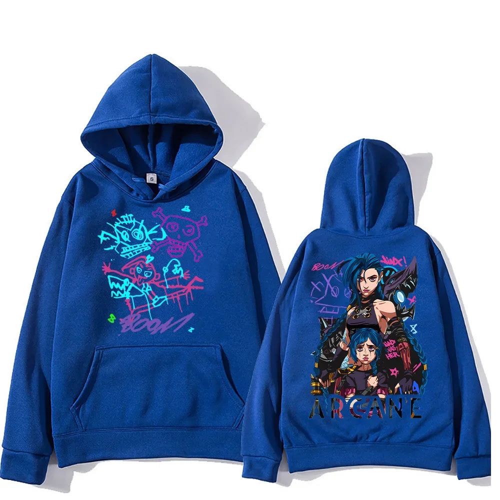 Arcane Jinx Hoodies Man Women Harajuku Clothing Hot Anime Arcane Pullovers Unisex