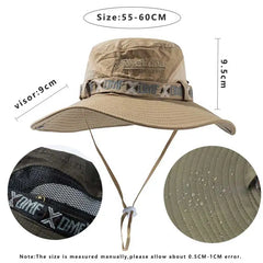 Men Bucket Hat Outdoor UV Protection Wide Brim Panama Safari Hunting Hiking Hat